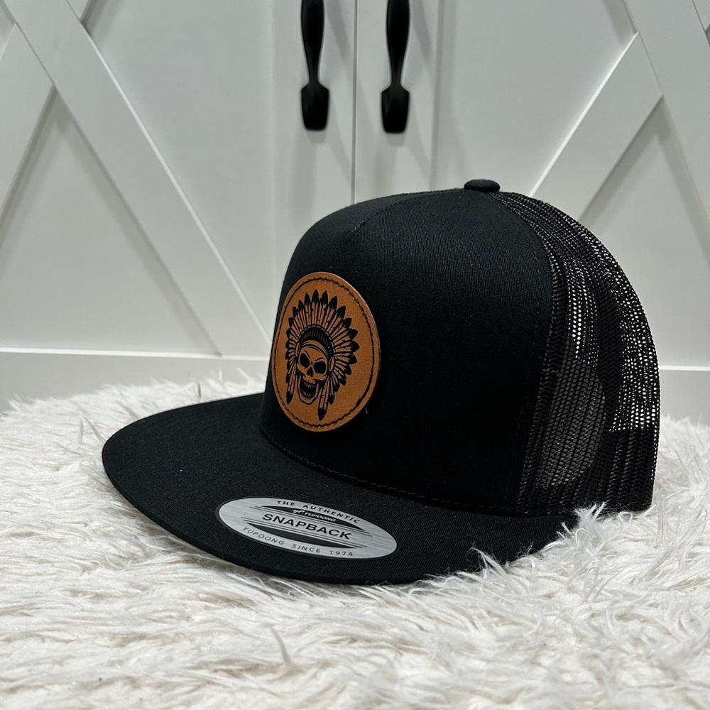 Flat bill SnapBack Hat Aztec skull
